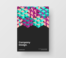 Clean company identity A4 design vector illustration. Isolated geometric pattern corporate brochure concept.