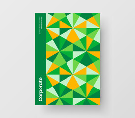 Isolated geometric pattern corporate cover illustration. Minimalistic leaflet A4 vector design layout.