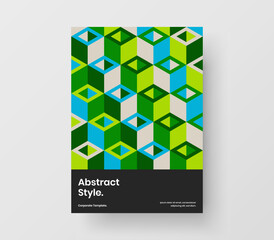 Fresh book cover design vector layout. Simple geometric tiles company brochure template.
