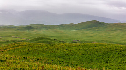 Obraz premium landscape with field and mountains