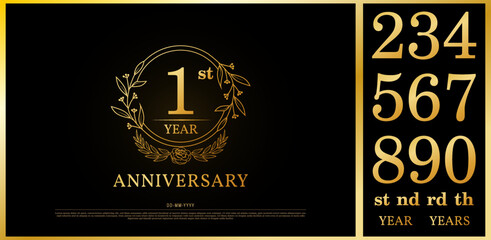 Set of Anniversary Gold Logo Number