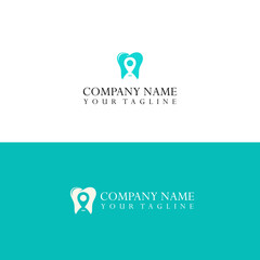 Pin location dental vector logo template.