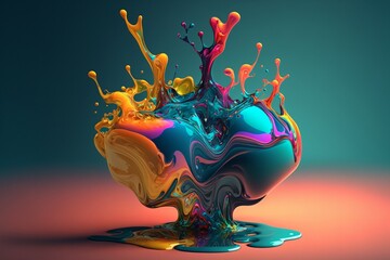 Explosion of colorful paints