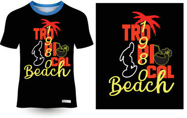 Tro Pi Cal Beach 1980 t-shirt design
 - obrazy, fototapety, plakaty