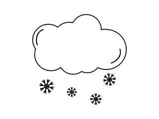 Clouds and snow on linear minimal style. cloud with snow isolated vector 