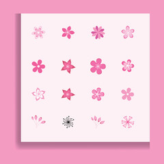 Cherry blossom Japanese sakura vector icon set