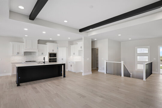 Modern home and kitchen with white cabinets by Hildy Homes in Omaha Nebraska