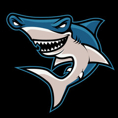 Hammerhead Sharks mascot logo isolated on dark blue