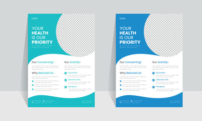 Medical flyer template and Corporate healthcare a4 flyer design template or leaflet
