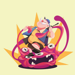 This is Monster Hunter Illustration, download this artwork and choose the enhanced license for more usability