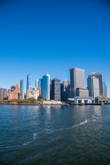 Fototapeta na wymiar Manhattan Skyline from the Staten Island Ferry