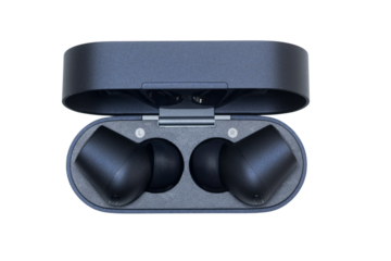 Estuche de auriculares intrauriculares bluetooth con fondo transparente