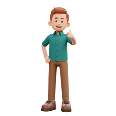 3d male character give a thumb up