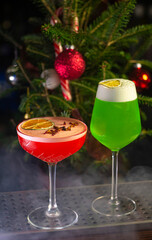 Christmas drinks with Christmas decorations