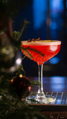 Christmas red drink with Christmas decorations
