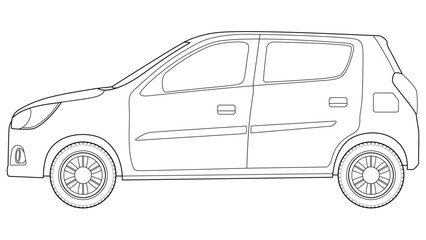 Fototapeta na wymiar mini hatch back car outline vector illustration