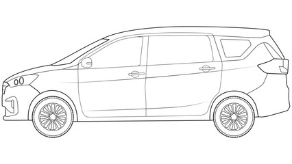 premium car outline vector illustration on white background