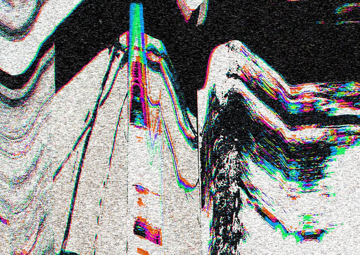 Glitch camera effect. Retro VHS background. Old video template. No signal. Static TV noise, bad TV signal.