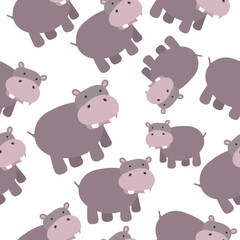 Fototapeta premium Cartoon Hippo Seamless Background Pattern