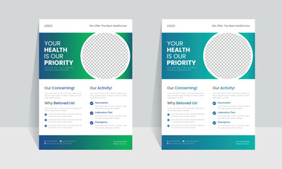 Medical flyer template and Corporate healthcare a4 flyer design template for print