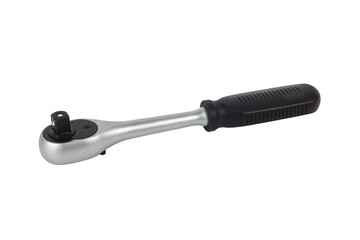 Fototapeta premium Ratchet socket wrench isolated on a white background. Quick release ratchet handle.