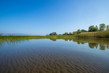 Magnificent clouds in the sky. Blue lake landscape. Iznik, Bursa, Turkey.