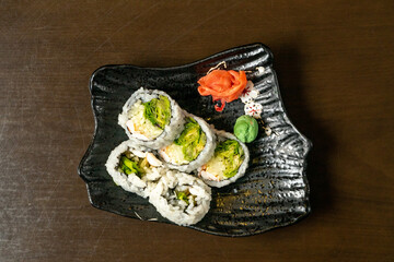 Boston sushi roll on a plate