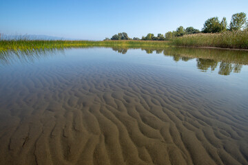 Magnificent clouds in the sky. Blue lake landscape. Iznik, Bursa, Turkey.