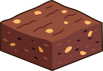Brownie Cake Dessert Icon Element illustration Flat Sticker Black Style