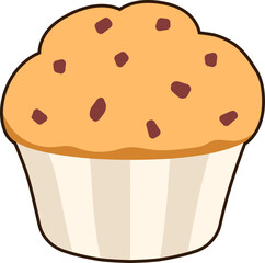 Muffin Chocolate chip Dessert Icon Element illustration Flat Sticker Black Style