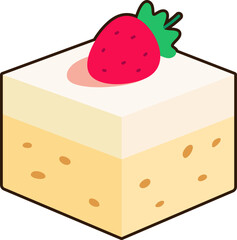 Tres Leches Cake Dessert Icon Element illustration Flat Sticker Black Style