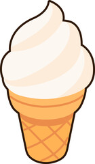 Vanilla Ice cream cone Dessert Icon Element illustration Flat Sticker Black Style