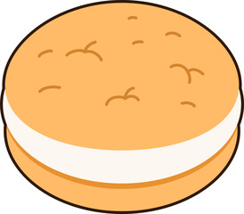 Whoopie Sandwich Marshmallow Dessert Icon Element illustration Flat Sticker Black Style