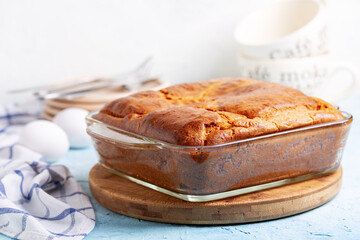 Pie in a baking dish.