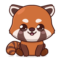vector cute baby red panda illustration