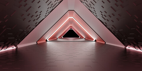 tunnel passage neon light laser techno cyberspace technology hyperloop pipe scifi hi tech digital glow tunnel 3d illustration