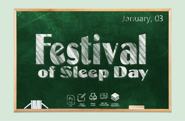 Festival of Sleep Day, january 03 editable chalk text effect