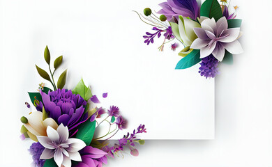 Flowers and leaves frame for wedding design