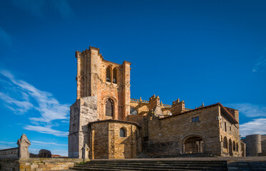Fototapeta na wymiar The medieval church of Iglesia de Santa María de la Asunción in the city of Castro Urdiales, Cantabria Spain 