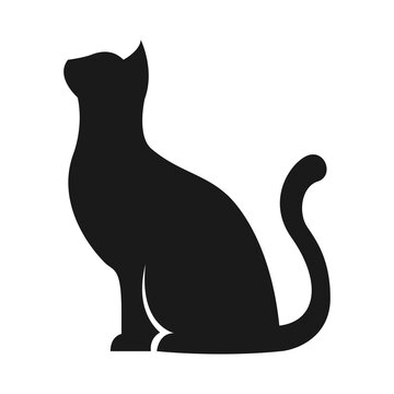 recommend clip art: Cat silhouette icon. Cat sitting symbol illustration.