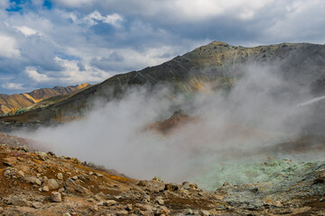 Colourful Mountains, Green Moss, Geothermal Pools, Beautiful Volcano Valley Landmannalaugar, Iceland