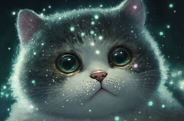 cat in the night,portrait of a cat,cat eyes in the night,close up of a cat,cat with light dot