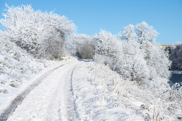 Snow covered in public footpath in the Scottish Borders
