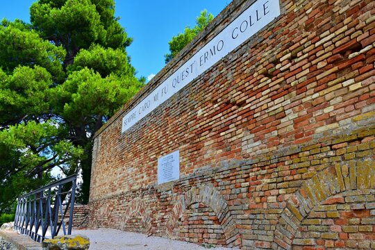 The Colle dell'Infinito place of inspiration of Giacomo Leopardi for the homonymous poem located in Recanati, Macerata, Italy