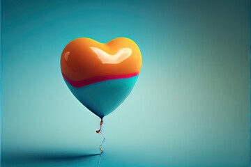 Fototapeta na wymiar Red heart shaped balloon. AI generated art illustration. 