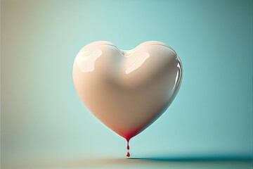 Red heart shaped balloon. AI generated art illustration.	