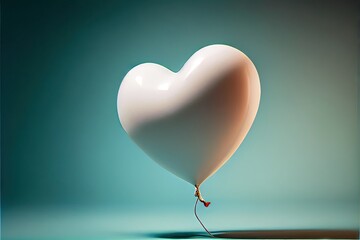 Red heart shaped balloon. AI generated art illustration.	