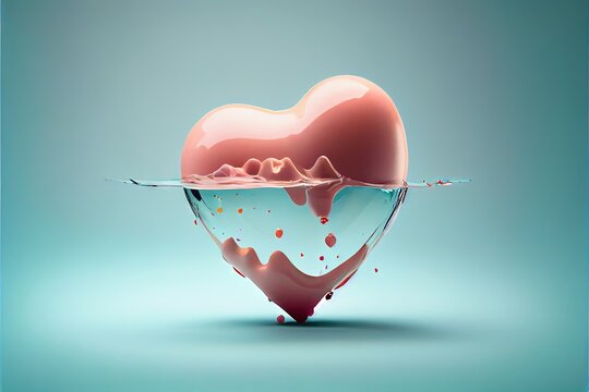 Red heart shaped balloon. AI generated art illustration.	