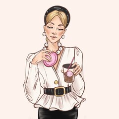 beautiful illustration with cartoon heroine