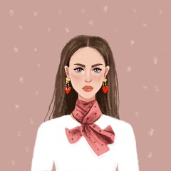 beautiful illustration with cartoon heroine